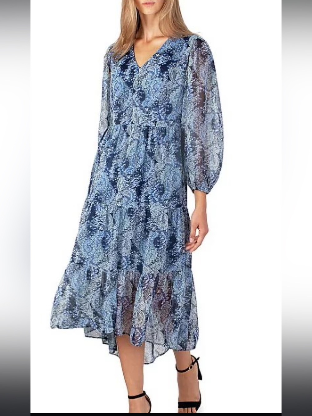 Joie Limited Edition Parisian Paisley Boho Feminine Hi Low Maxi Dress L